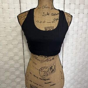 Athleta Sports Bra Medium Impact Racerback Workout Fitness Black Size XL‎